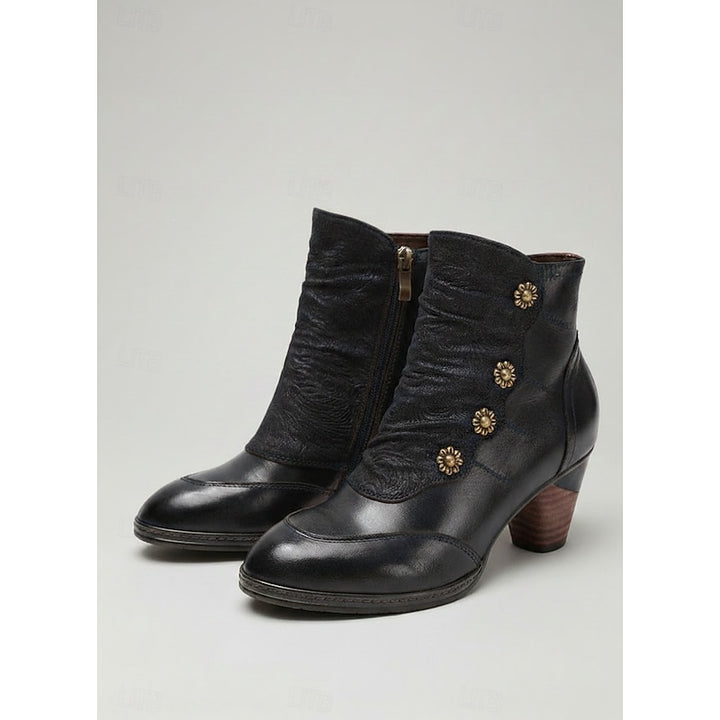Ursula | Elegante Stiefeletten mit Zierknöpfen und Blockabsatz
