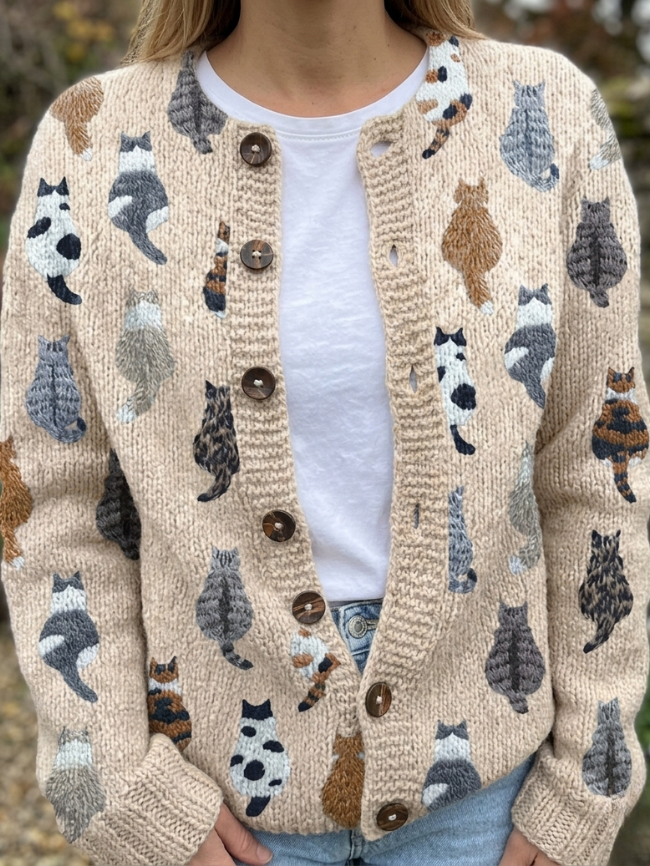Hella | Verspielte Katzen-Strickjacke