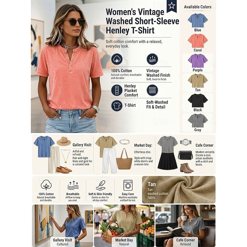 Sabine | Lässiges Henley-Shirt im Vintage-Stil