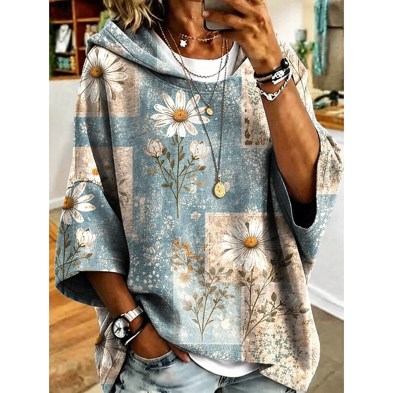 Ursula | Blütenverzierter Kapuzenpullover