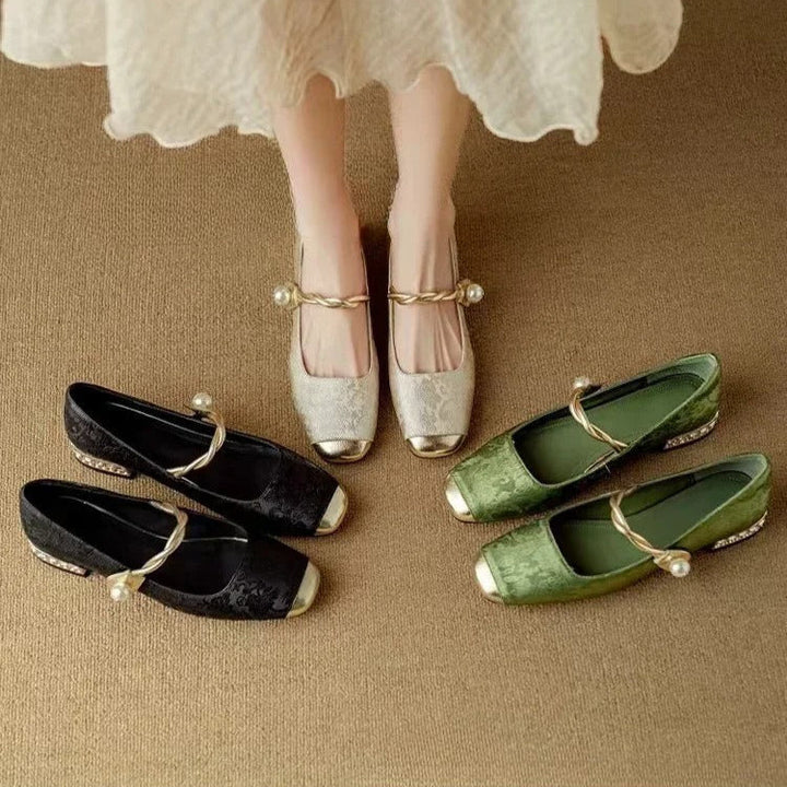 Ottilie | Elegante Spangenschuhe mit Perlenzier