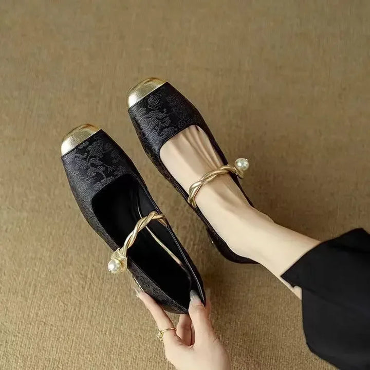Ottilie | Elegante Spangenschuhe mit Perlenzier