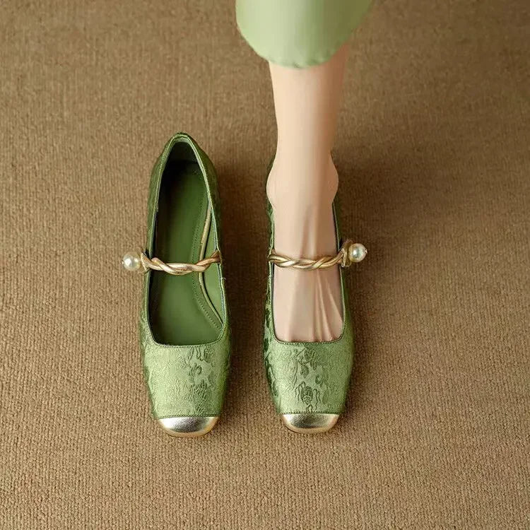 Ottilie | Elegante Spangenschuhe mit Perlenzier
