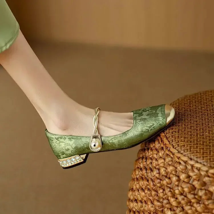 Ottilie | Elegante Spangenschuhe mit Perlenzier