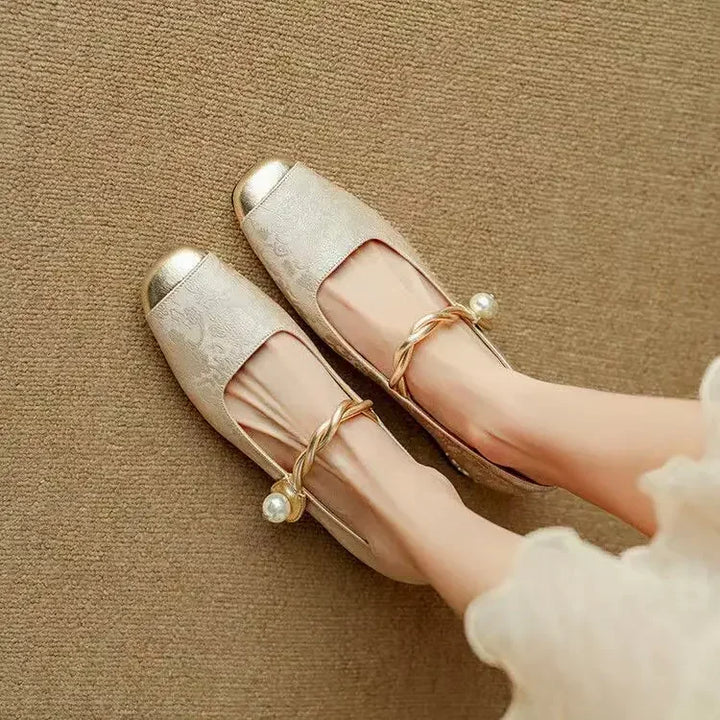 Ottilie | Elegante Spangenschuhe mit Perlenzier