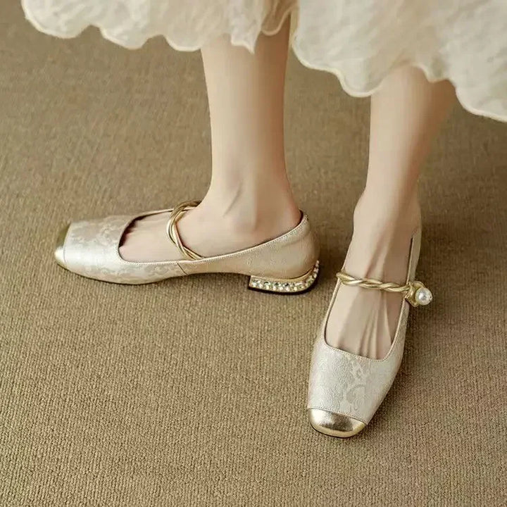 Ottilie | Elegante Spangenschuhe mit Perlenzier