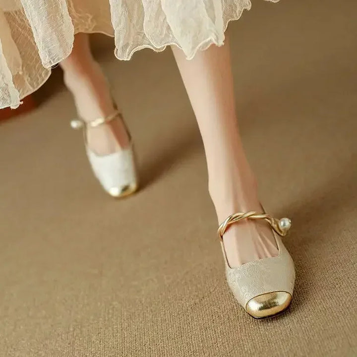 Ottilie | Elegante Spangenschuhe mit Perlenzier