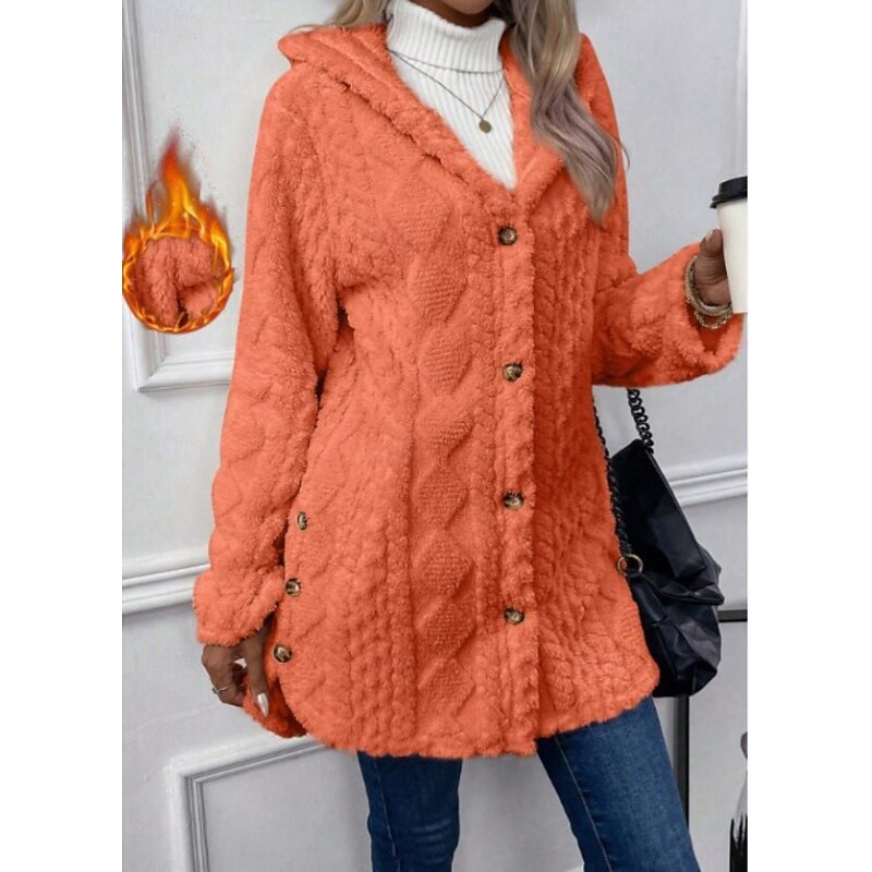 Ingrid | Kuschelige Kapuzenjacke mit Knopfleiste