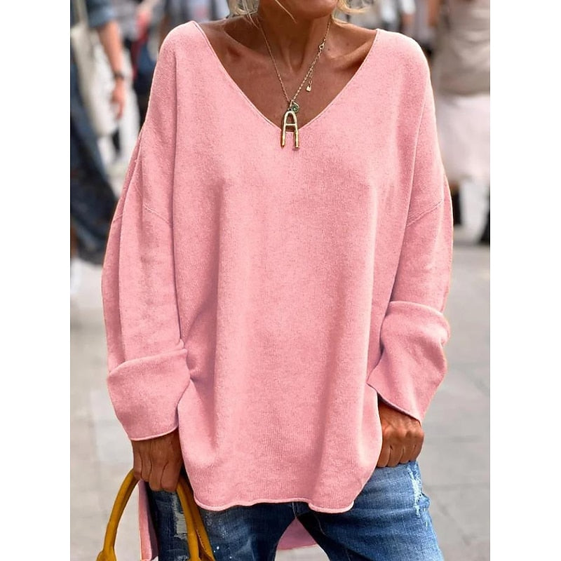 Traute | Lässiger Oversize-Pullover mit V-Ausschnitt