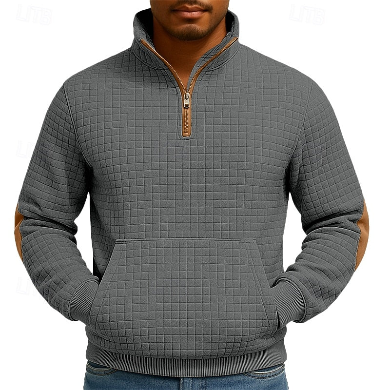 Tilman | Strukturiertes Troyer-Sweatshirt mit kurzem Reißverschluss