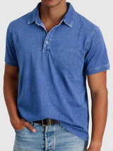Alexander | Herren Baumwoll-Denim Kurzarm Polo-Shirt