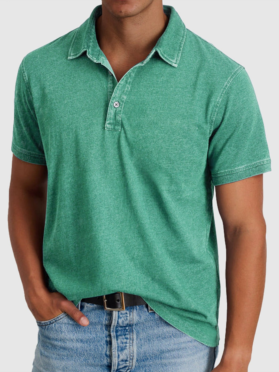 Alexander | Herren Baumwoll-Denim Kurzarm Polo-Shirt