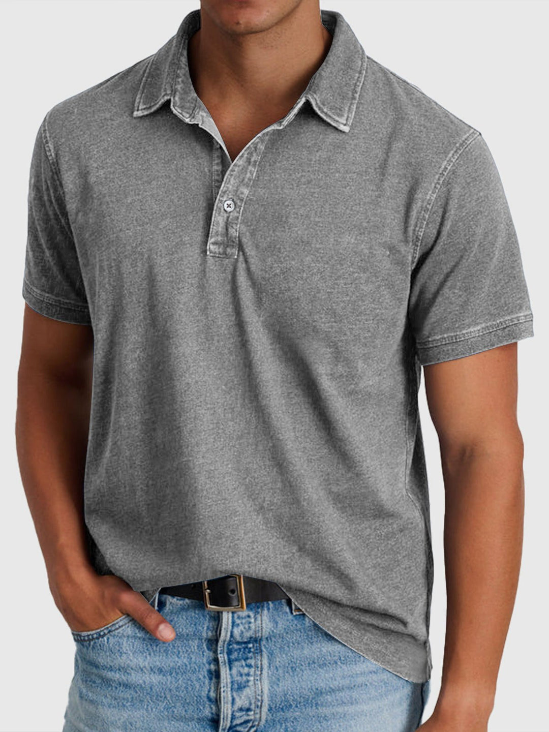 Alexander | Herren Baumwoll-Denim Kurzarm Polo-Shirt