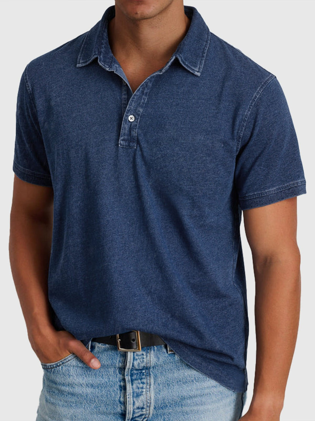 Alexander | Herren Baumwoll-Denim Kurzarm Polo-Shirt