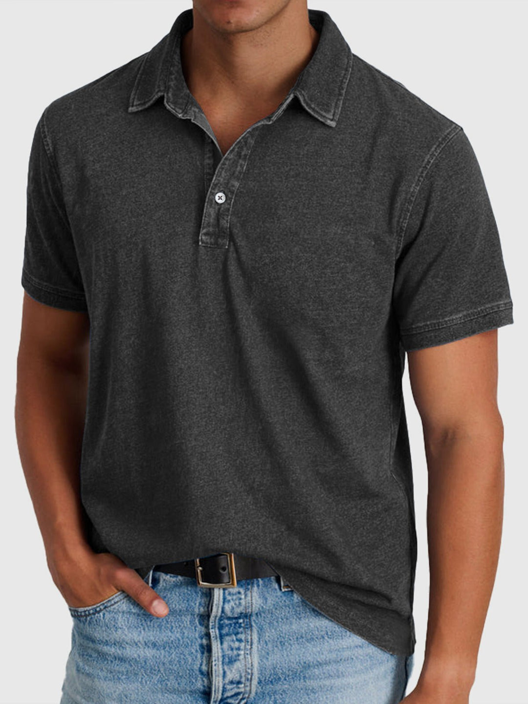 Alexander | Herren Baumwoll-Denim Kurzarm Polo-Shirt