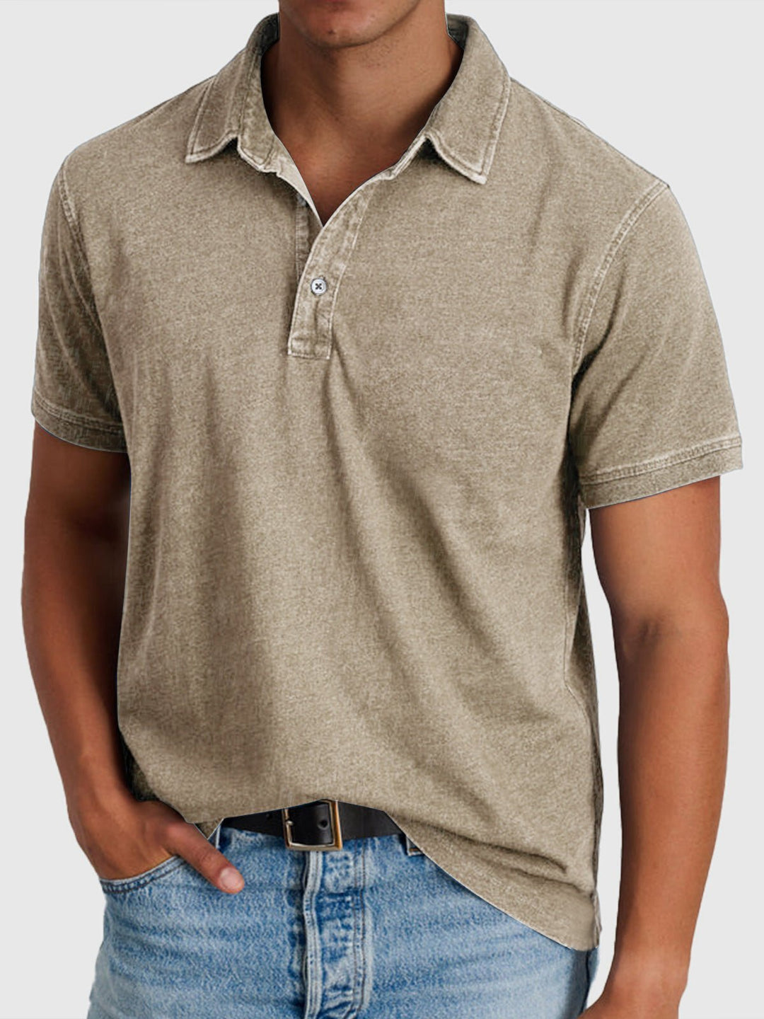 Alexander | Herren Baumwoll-Denim Kurzarm Polo-Shirt