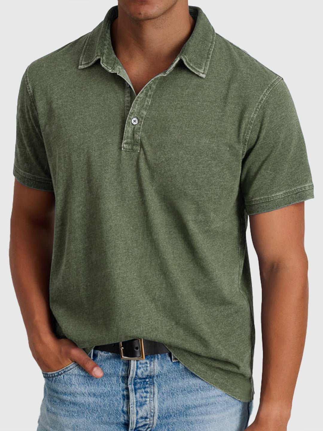 Alexander | Herren Baumwoll-Denim Kurzarm Polo-Shirt