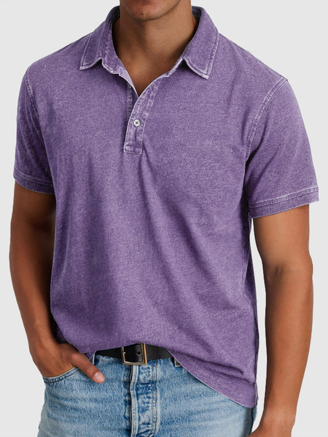 Alexander | Herren Baumwoll-Denim Kurzarm Polo-Shirt