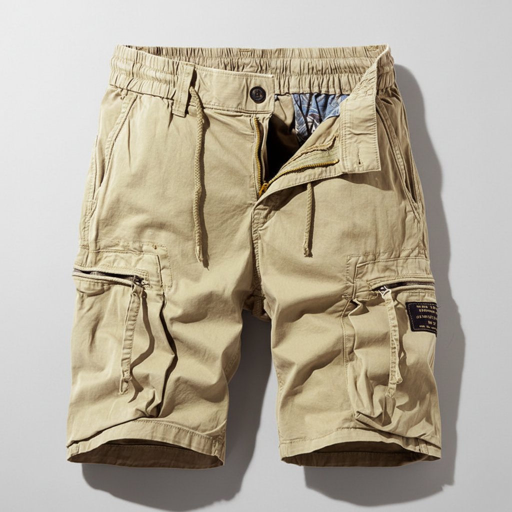 Lukas | Herren Combat Work Cargo Short Elastikbund Mehrfachtaschen
