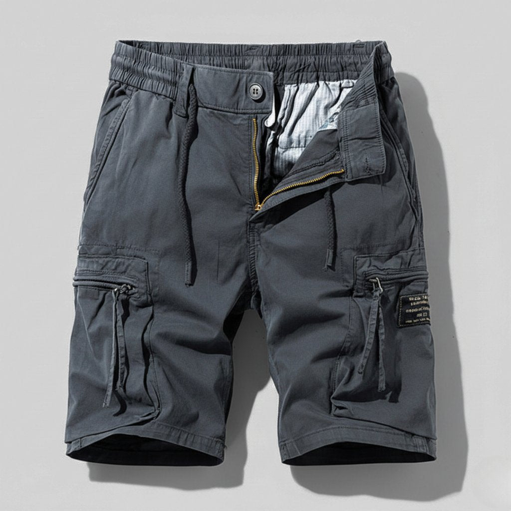 Lukas | Herren Combat Work Cargo Short Elastikbund Mehrfachtaschen