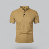 Matthias | Herren Kragenlos Baumwoll Poloshirt Kurze Ärmel