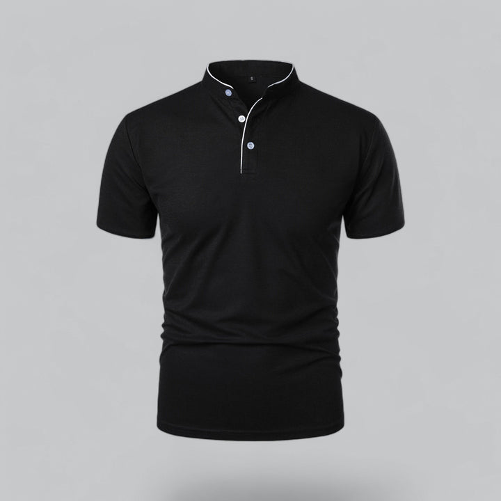 Matthias | Herren Kragenlos Baumwoll Poloshirt Kurze Ärmel