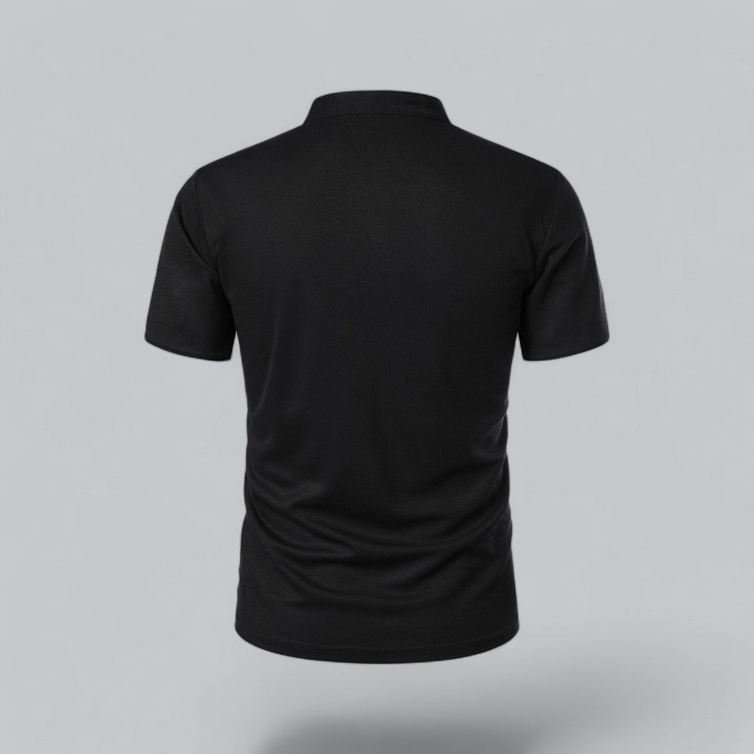 Matthias | Herren Kragenlos Baumwoll Poloshirt Kurze Ärmel