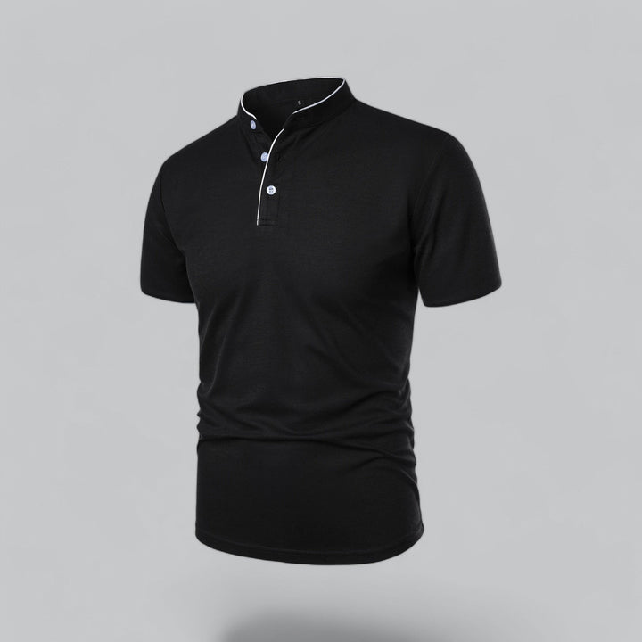 Matthias | Herren Kragenlos Baumwoll Poloshirt Kurze Ärmel