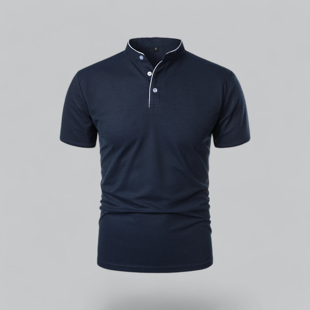 Matthias | Herren Kragenlos Baumwoll Poloshirt Kurze Ärmel