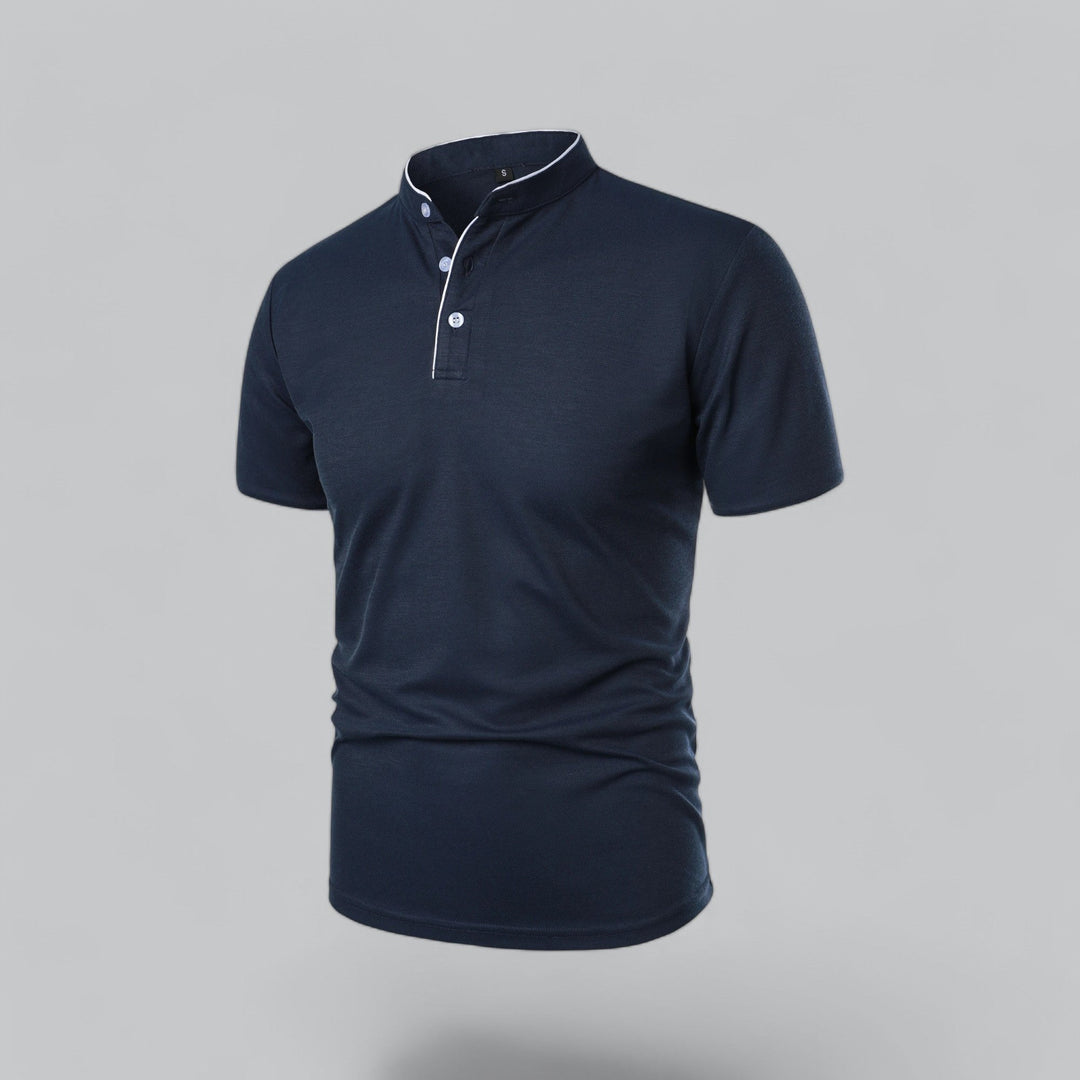 Matthias | Herren Kragenlos Baumwoll Poloshirt Kurze Ärmel