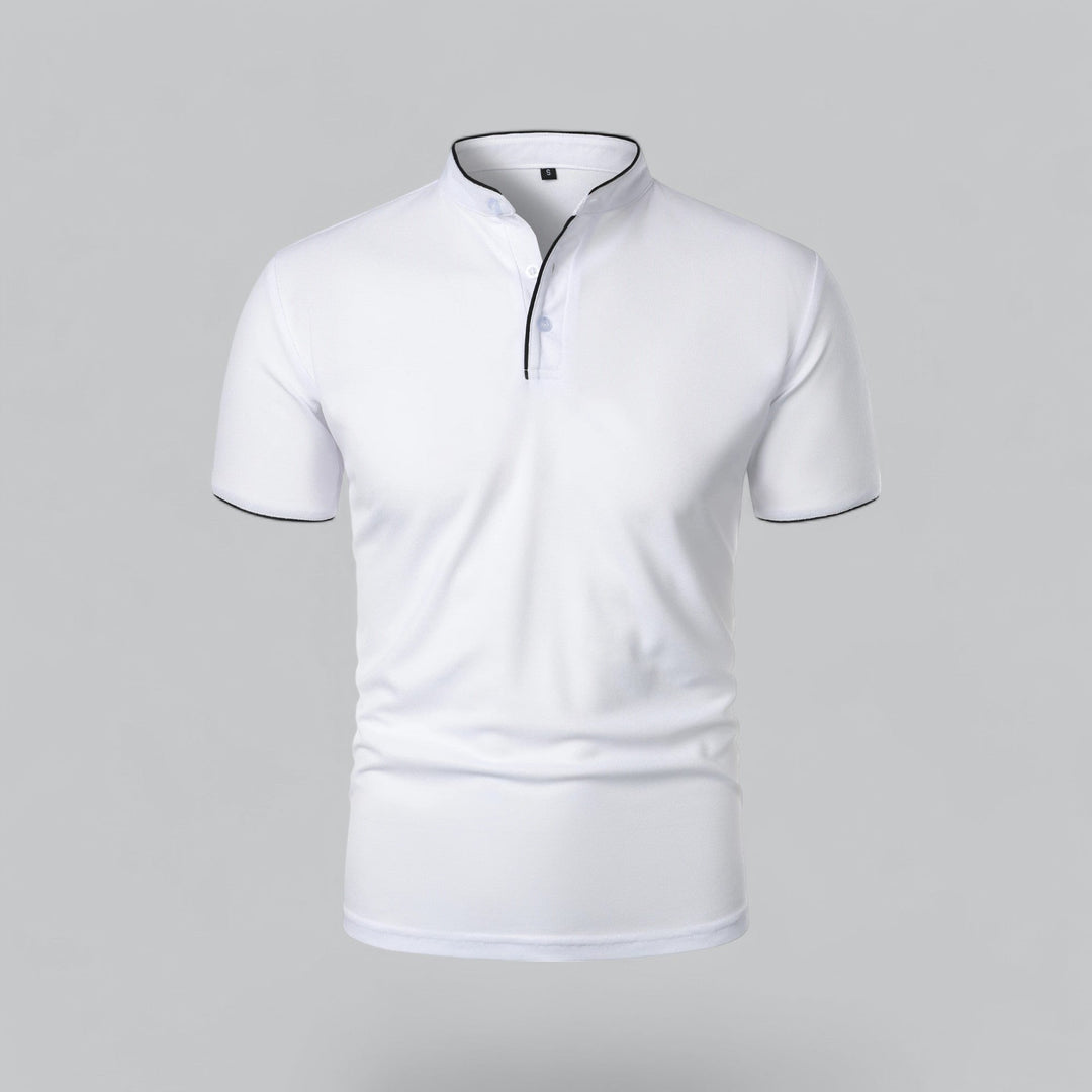 Matthias | Herren Kragenlos Baumwoll Poloshirt Kurze Ärmel