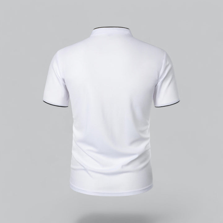 Matthias | Herren Kragenlos Baumwoll Poloshirt Kurze Ärmel