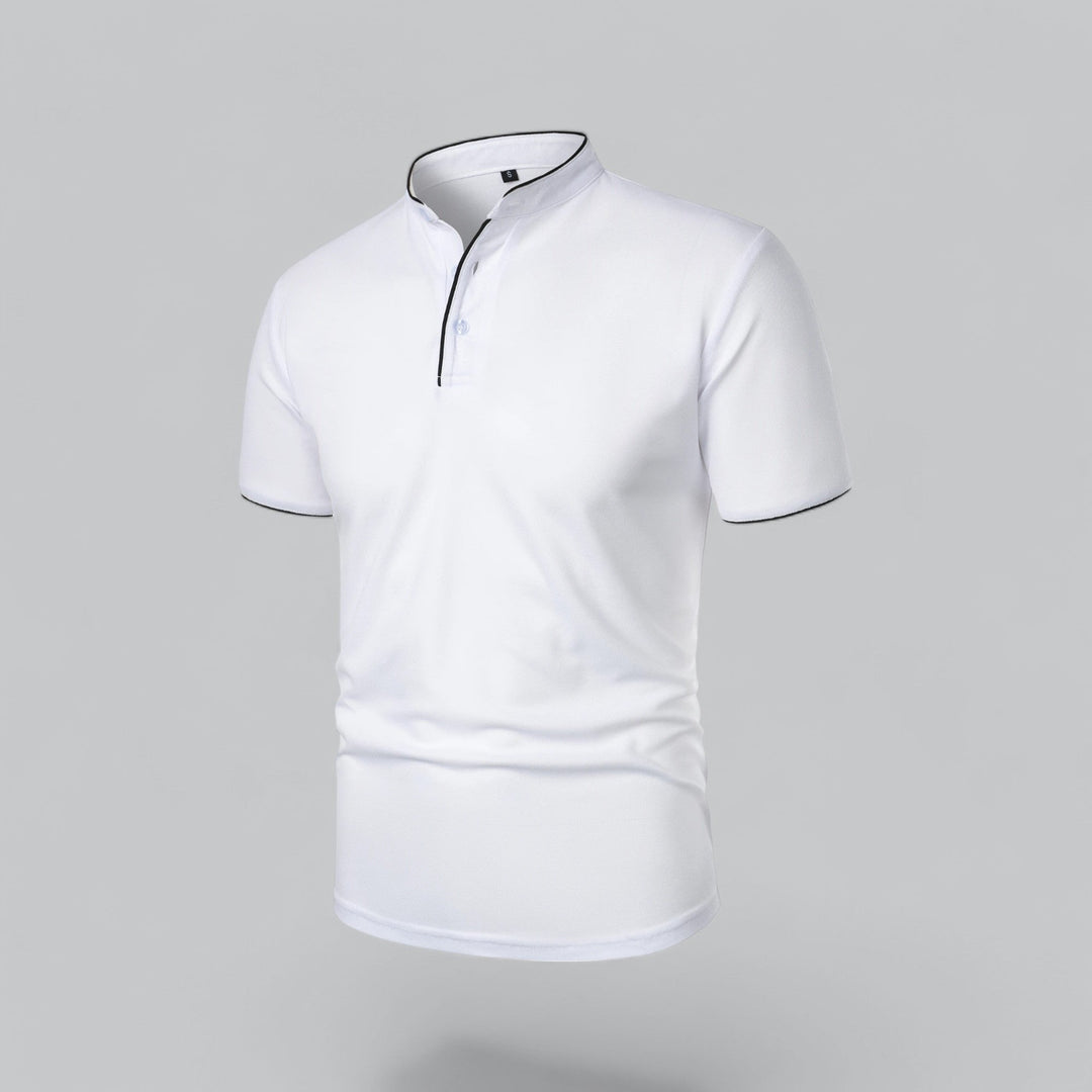 Matthias | Herren Kragenlos Baumwoll Poloshirt Kurze Ärmel