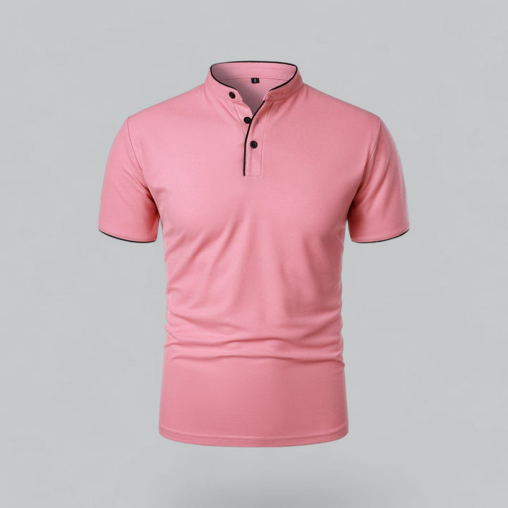 Matthias | Herren Kragenlos Baumwoll Poloshirt Kurze Ärmel