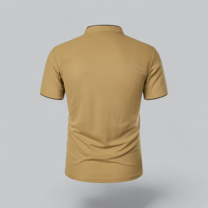Matthias | Herren Kragenlos Baumwoll Poloshirt Kurze Ärmel