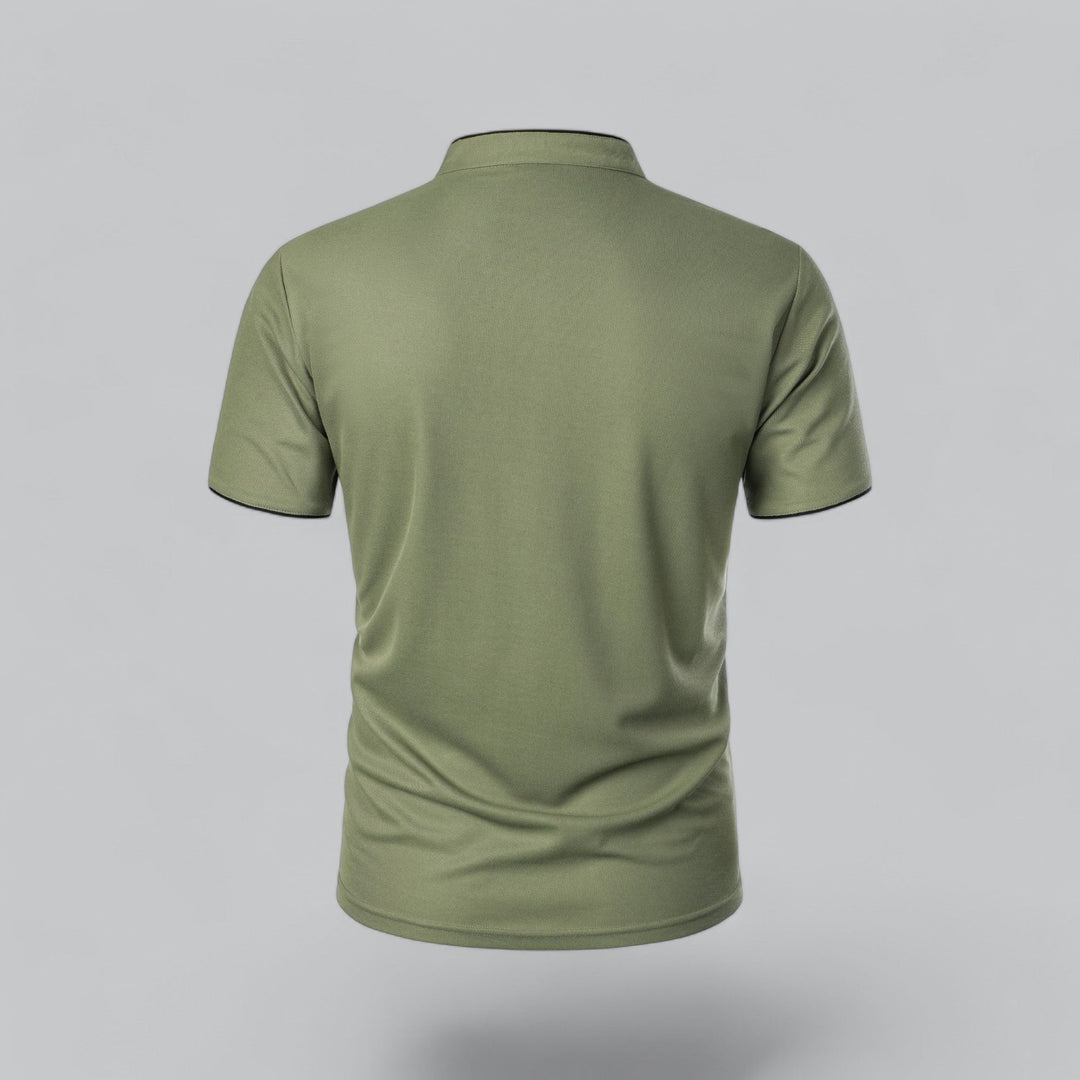 Matthias | Herren Kragenlos Baumwoll Poloshirt Kurze Ärmel