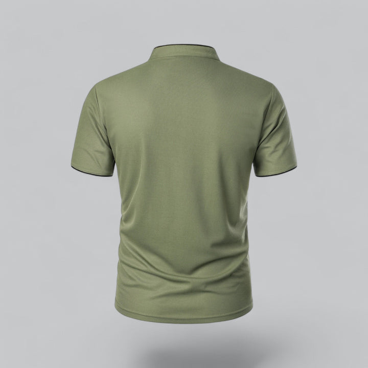 Matthias | Herren Kragenlos Baumwoll Poloshirt Kurze Ärmel
