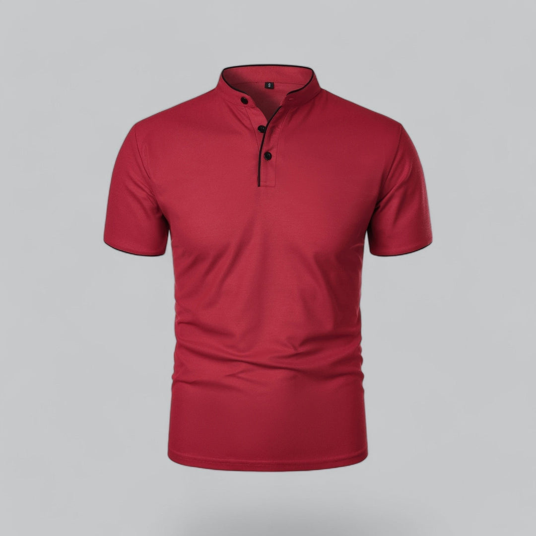 Matthias | Herren Kragenlos Baumwoll Poloshirt Kurze Ärmel