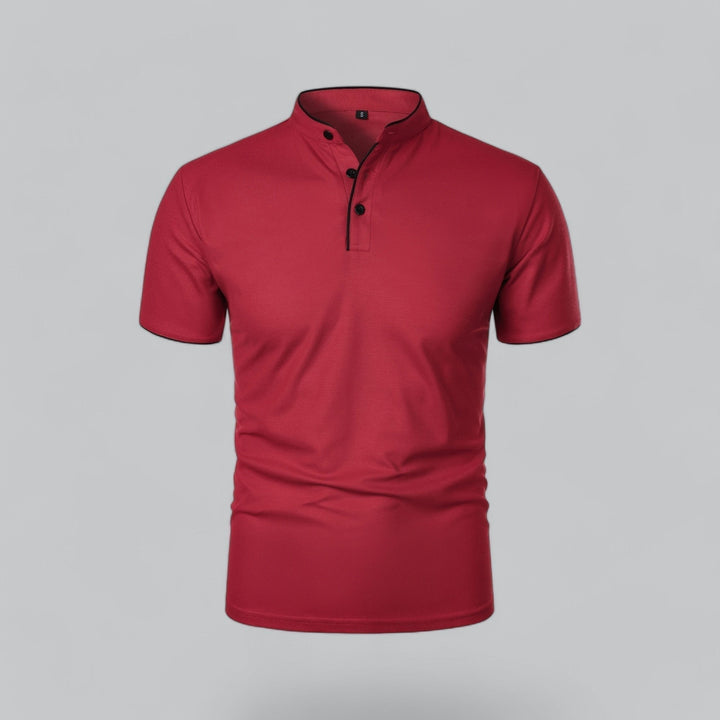 Matthias | Herren Kragenlos Baumwoll Poloshirt Kurze Ärmel