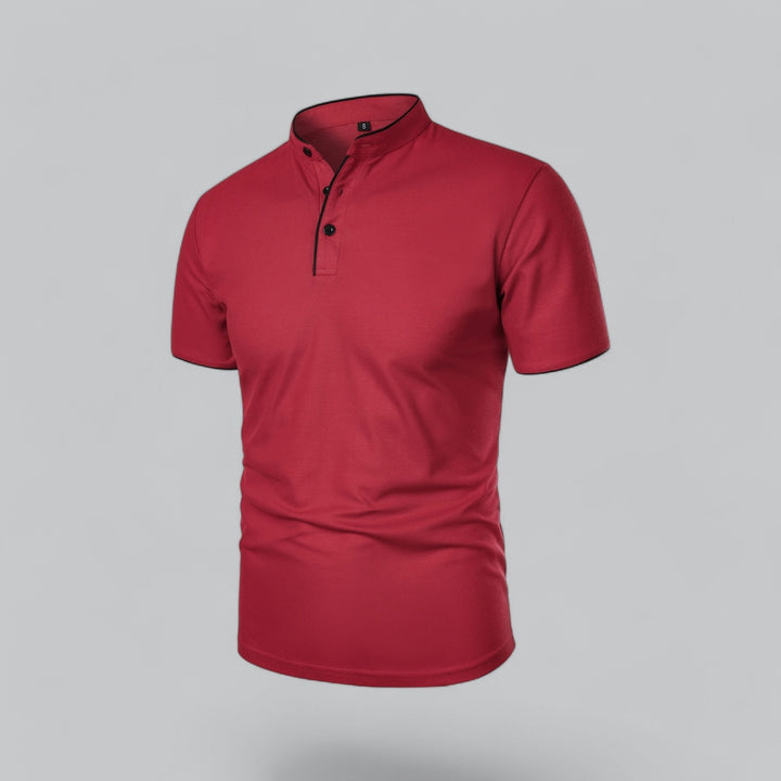 Matthias | Herren Kragenlos Baumwoll Poloshirt Kurze Ärmel