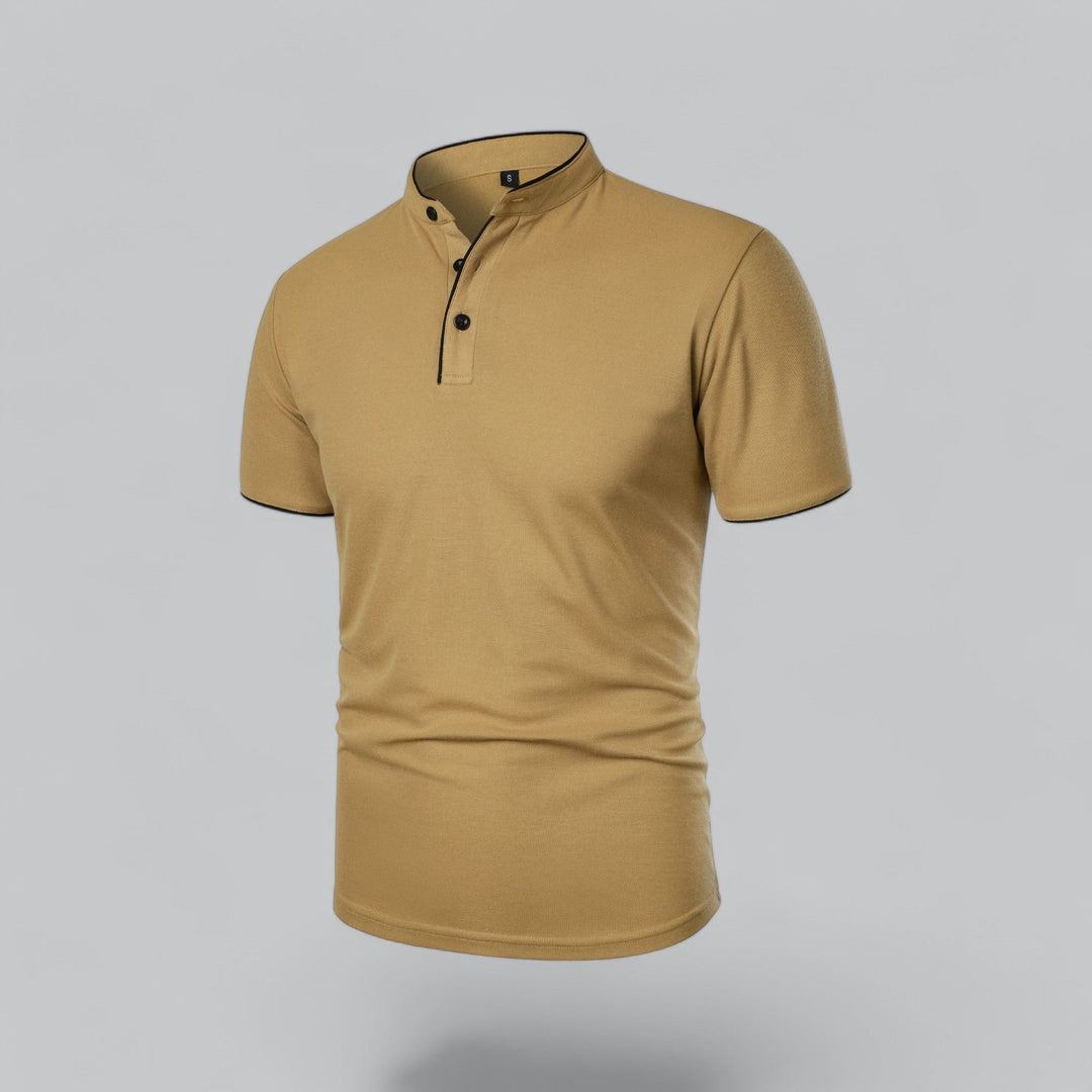 Matthias | Herren Kragenlos Baumwoll Poloshirt Kurze Ärmel