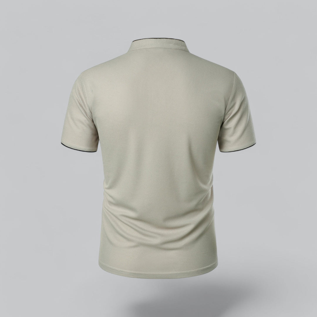 Matthias | Herren Kragenlos Baumwoll Poloshirt Kurze Ärmel