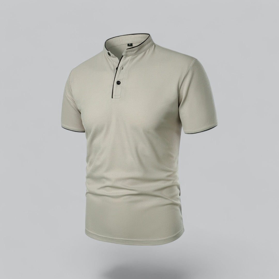 Matthias | Herren Kragenlos Baumwoll Poloshirt Kurze Ärmel
