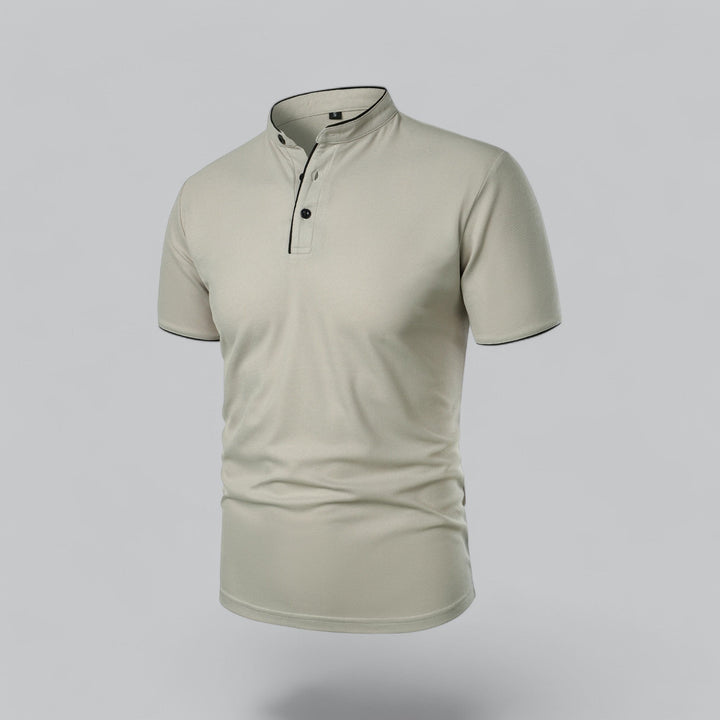 Matthias | Herren Kragenlos Baumwoll Poloshirt Kurze Ärmel
