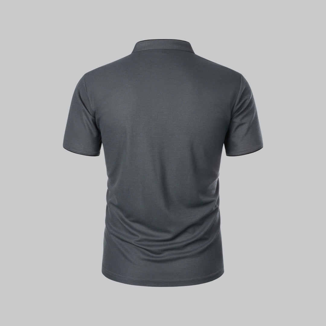 Matthias | Herren Kragenlos Baumwoll Poloshirt Kurze Ärmel