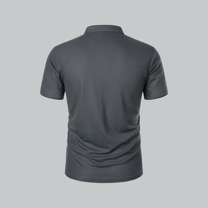 Matthias | Herren Kragenlos Baumwoll Poloshirt Kurze Ärmel