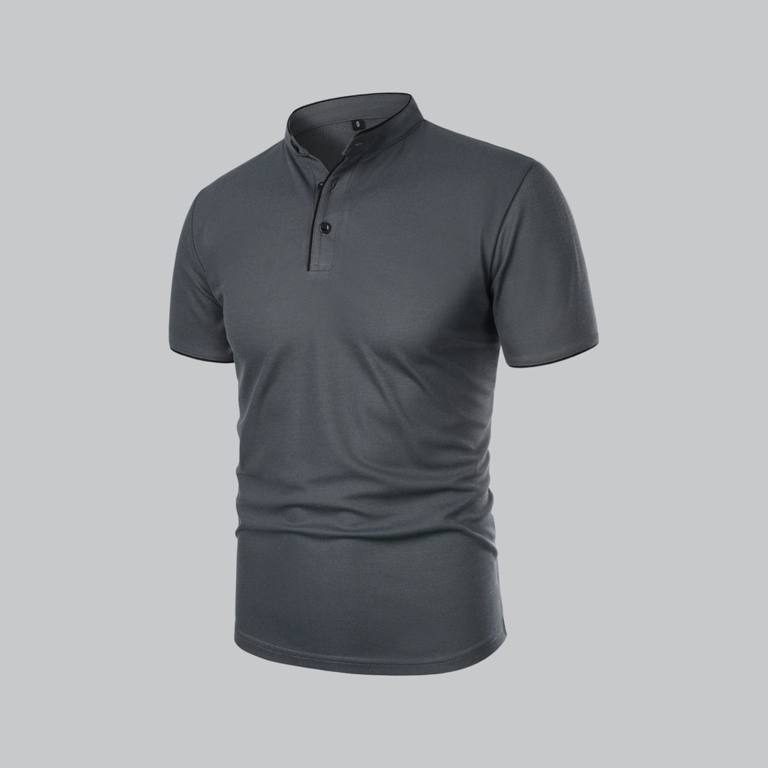 Matthias | Herren Kragenlos Baumwoll Poloshirt Kurze Ärmel