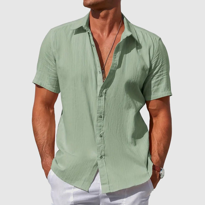 Florian | Herren Kurzarm Leinen Knopfleiste Hemd