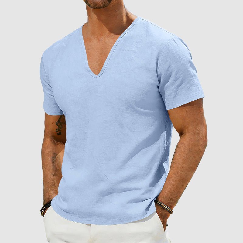 Sebastian | Herren Leinen V-Ausschnitt Kurzarm T-Shirt