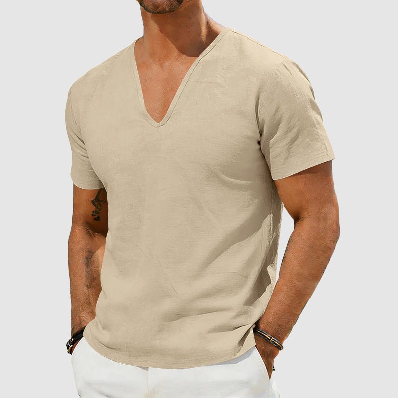 Sebastian | Herren Leinen V-Ausschnitt Kurzarm T-Shirt